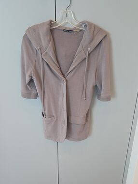 Linq Los Angeles Lightweight Hooded Cardigan in Taupe